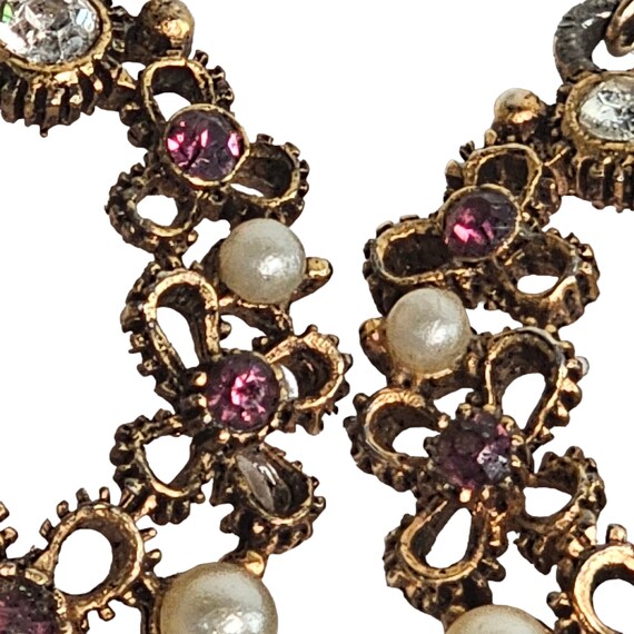 Vintage Boho Dainty  Earrings Jewel Metal Purple … - image 9