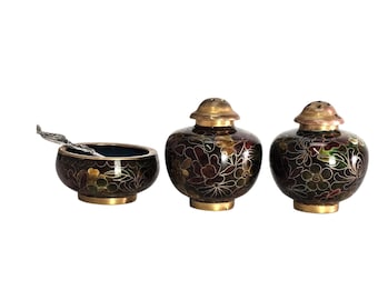 アンティーク中国製七宝焼きの塩入れと胡椒入れのセット - Etsy 日本