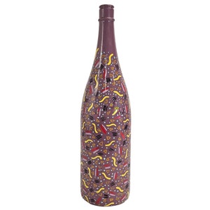 Vintage Post Modern Bottle, Art Glass Bottle, Hand Painted Bottle, Art Sculpture Bottle, Abstract bottle