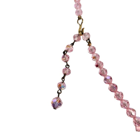 Vintage Pink Crystal Necklace, Faceted Graduated … - image 7