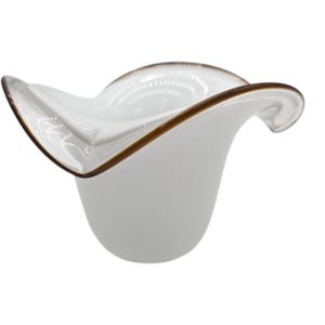 Vintage Murano White Tulip Art Glass Lamp Shade with Golden Rim Chandelier Globe 6.5” Italian Lighting Décor