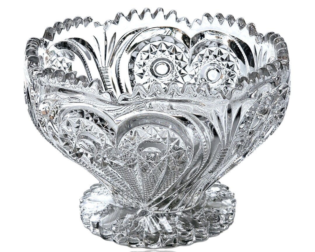 Imperial Glass Bowl, Punch Bowl, Zipper Heart Bowl, Centerpiece Bowl, Depression Glass Bowl Etsy