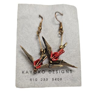 Vintage Japanese Earrings, Origami  Earrings, Kayoko Designs California Earrings 1.75&quot;