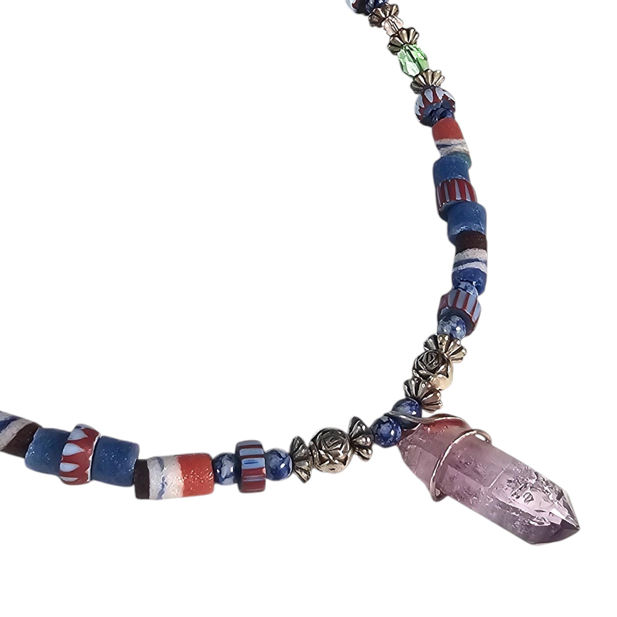 VTG アフリカン トレード ビーズ ネックレス パープル ストーン