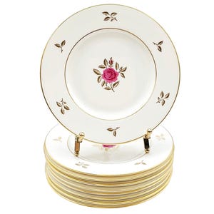 Set Of 10 Lenox Rhodora Bread Plates 6” P-471 Pink Rose Gold Rim Vintage Fine China Made In USA Elegant Wedding Tableware