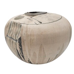 Vintage Studio Pottery Organic Modern Vessel Neutral Glaze Abstract Floor Vase 17" Wabi-Sabi Décor
