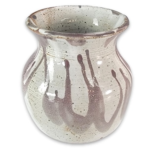 Vintage Studio Art Pottery Raku Vase 5” – Brown Drip Glaze, Rustic Handmade Ceramic, Earthy Modernist Décor, Artisan-Fired Vase
