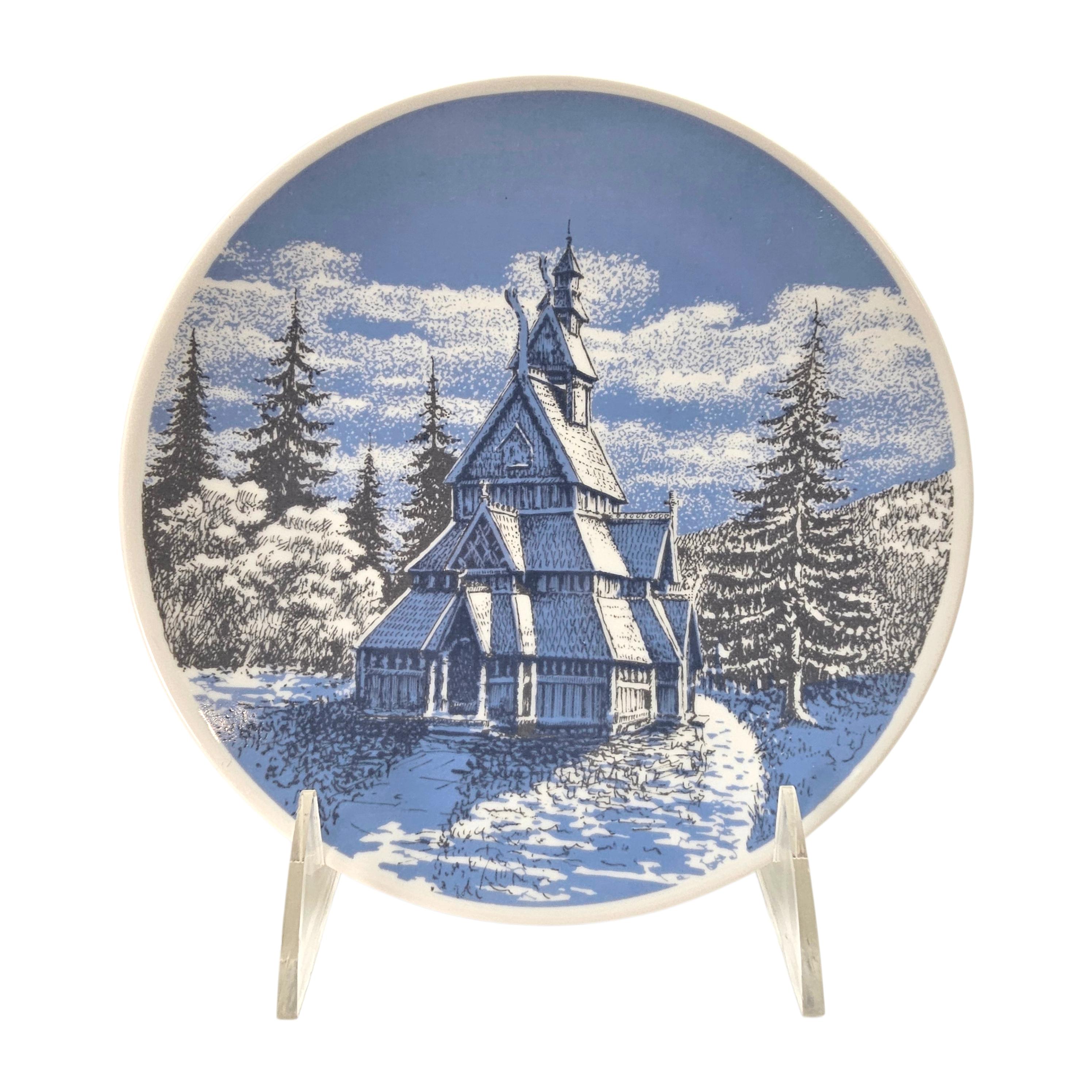 【1973年製’希少】Porsgrund Norway 北欧ヴィンテージ ボード Vintage Porsgrund Norway Blue Stave Church Porcelain Decorative