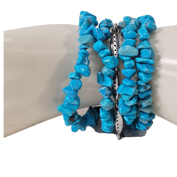 Vintage Guess Nugget Bracelet Beaded Turquoise Co… - image 5