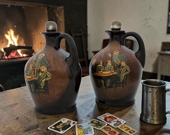 Pair Vintage Royal Doulton Kingsware Dickens Jugs Mr Pickwick Proposes a Toast 8"