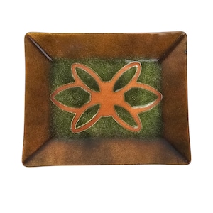 Vintage MCM Copper Enamel Dish: Brutalist Mid-Century Trinket Tray
