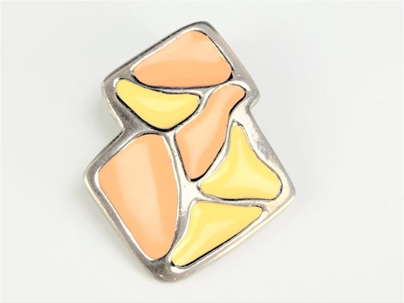 Modernist Abstract Retro 1960's Enamel Pendant Or… - image 2