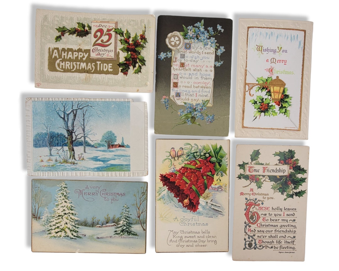 Vintage Christmas Greetings Card Holiday Greeting Cards - Etsy