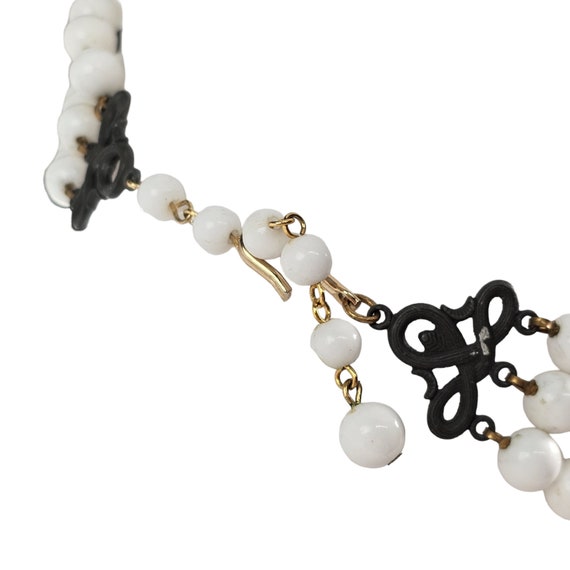 Vintage MCM Necklace, 3-Strand White Crystal Neck… - image 6