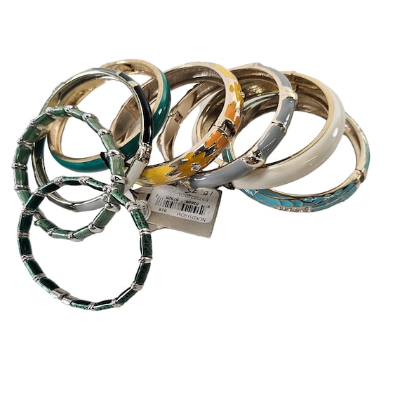 Vintage Sequin Bracelet, Enamel Bracelet Set of 8… - image 3