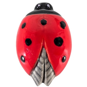 Figura vintage de insecto francés, figura de mariquita, figura de cerámica, figura de insecto rojo