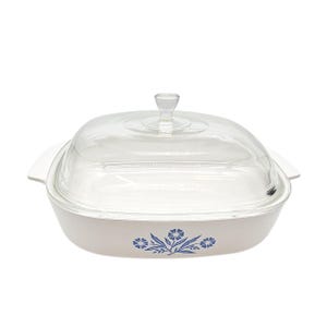 Vintage 1972-79 Blue Cornflower A-10-B Corning Ware Dish w/ Pyrex A-12-C Lid