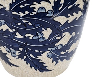 ヴィンテージ中国製磁器花瓶、貫入釉、青葉模様、高さ12インチ - Etsy 日本