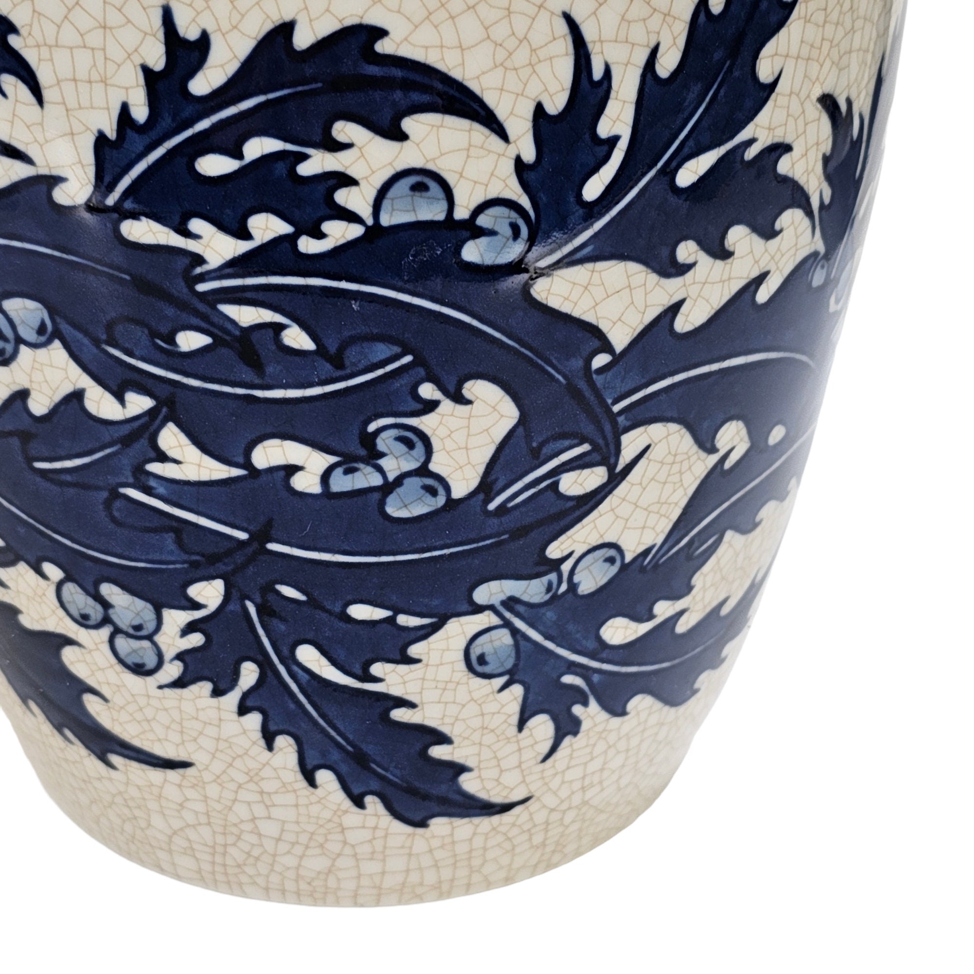 ヴィンテージ中国製磁器花瓶、貫入釉、青葉模様、高さ12インチ - Etsy 日本