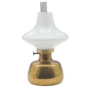 Henning Koppel Petronella Oil Lamp for Louis Poulsen Brass Base Opaline Shade Danish Modern MCM
