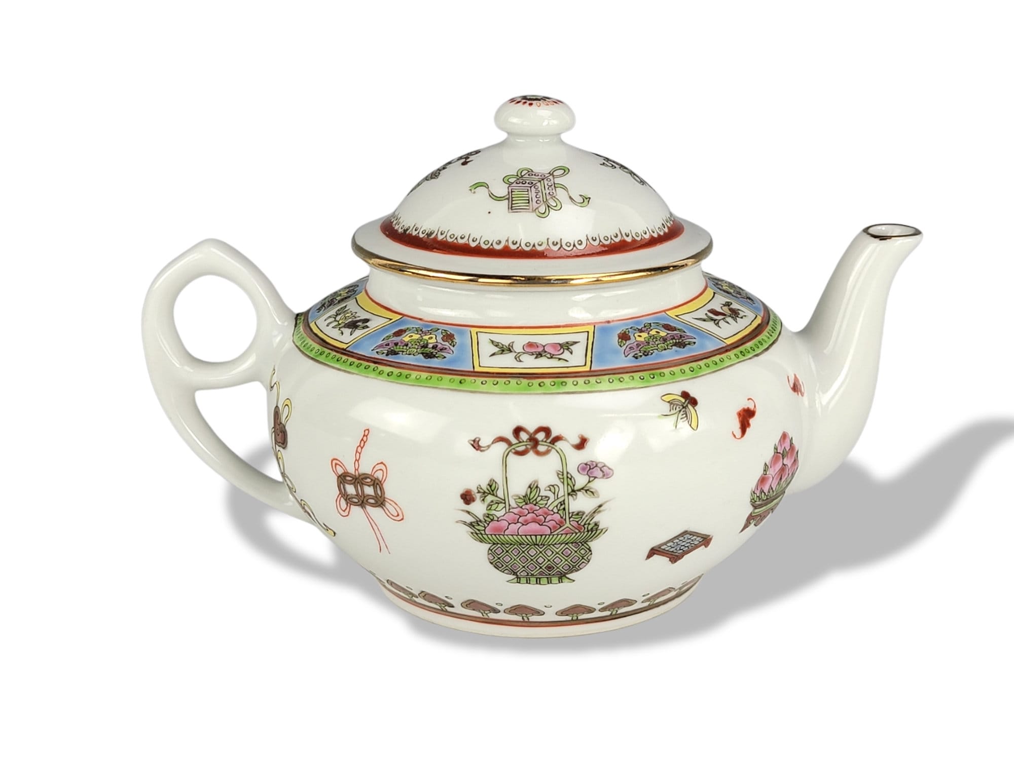Vintage Jingdezhen Porcelain Teapot, Guangcai 8 Treasures