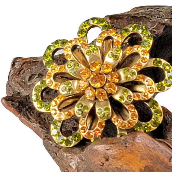 Belle Broche Florale Pensée Bicolore - Style Vintage Années 70 - Micro Elements - Occasion