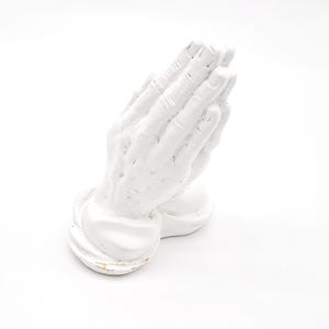 VTG Universal Statuary White Chalkware Praying Hands Statue Religious Spiritual Décor Plaster Sculpture Wall Shelf Altar Art