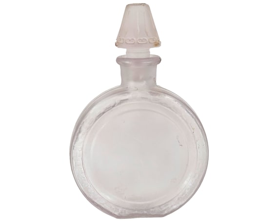 Vintage Frosted Glass Bottle, Perfume Bottle, Emp… - image 1