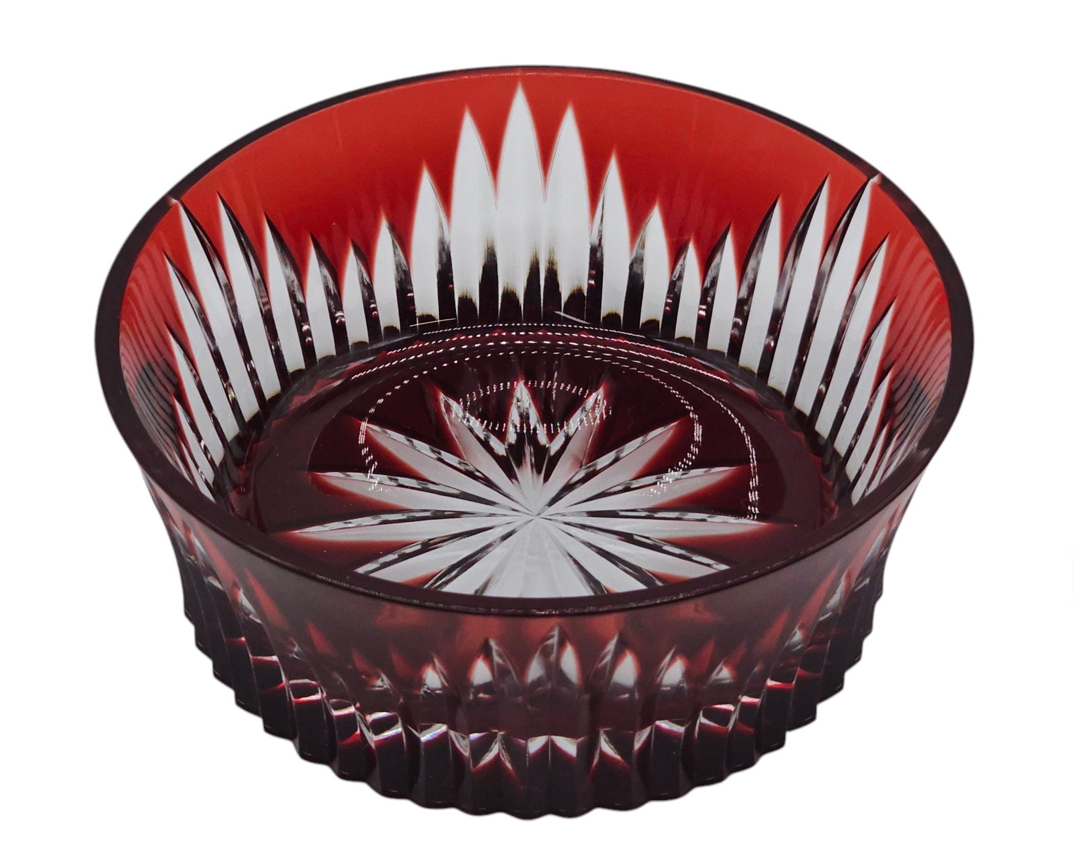 ヴィンテージ Ajka ルビーレッドカット クリアクリスタルボウル