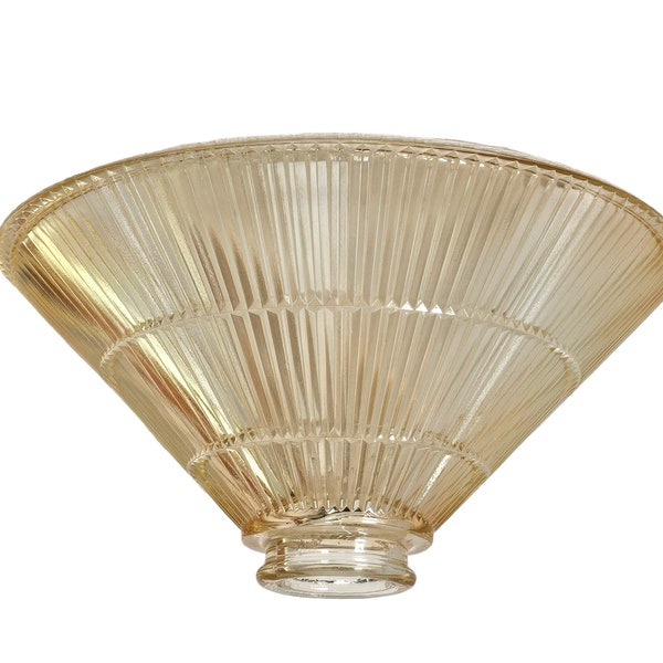 Vintage Large Lamp Shade, Orange Lamp Shade, Holophane Glass Lamp Shade