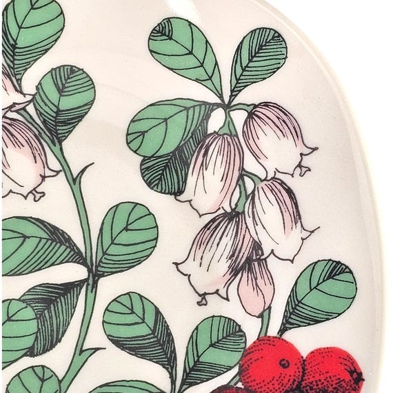 Arabia Finland Porcelain Plate, Esteri Tomula Botanical