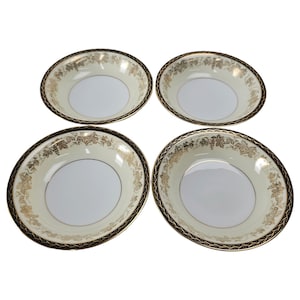 Bordeaux Noritake, Fruit Bowl, Porcelain Bowl, Japanese Bowl, Rimmed Bowl, Dessert Bowl, Set of 4 Plates