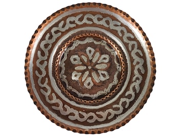 Piatto vintage con rivestimento in rame e argento: decorazione murale boho greca da 8,25"