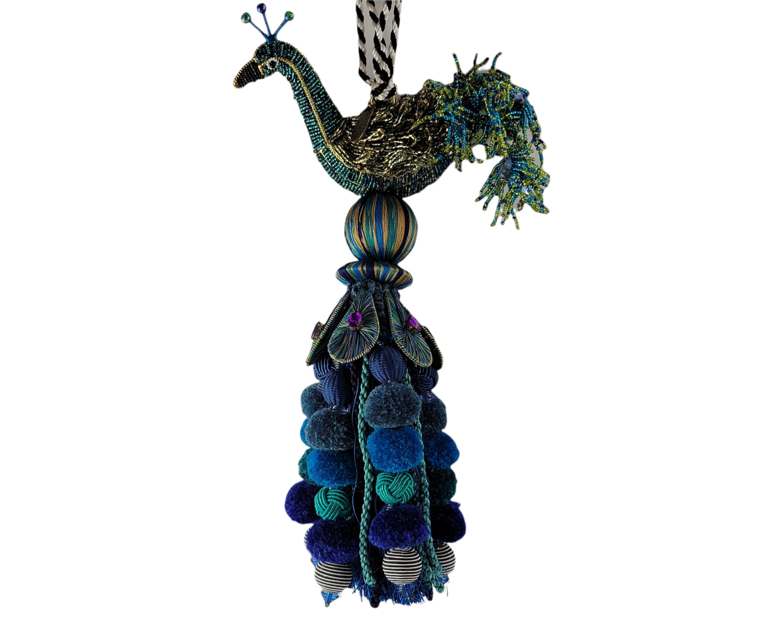 Mackenzie Childs Teal Peacock Paradise Bird Tassel - Etsy