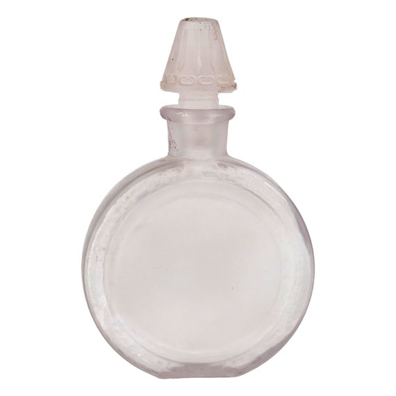 Vintage Frosted Glass Bottle, Perfume Bottle, Emp… - image 2