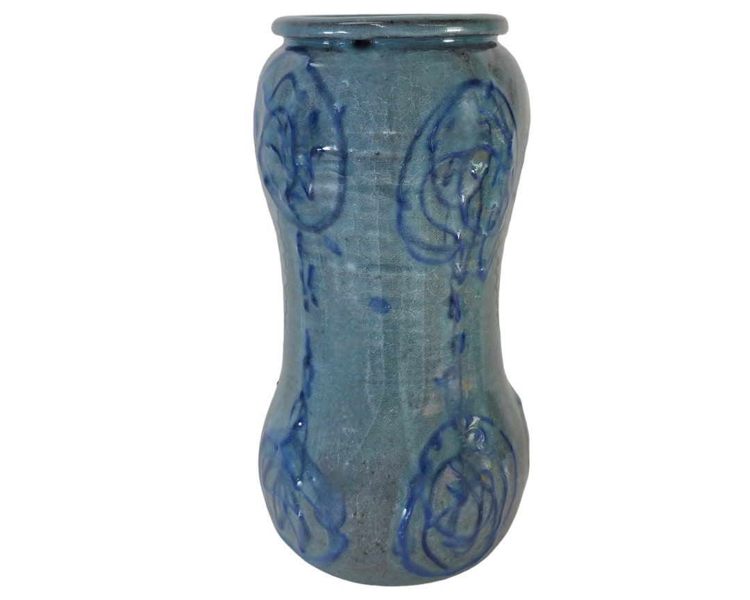 Vintage Studio Art Pottery Vase: Mid-century Blue Green Glaze, 11 ...