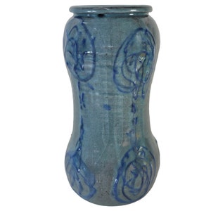 Vintage Studio Art Pottery Vase: Mid-Century Blue Green Glaze, 11&quot; California