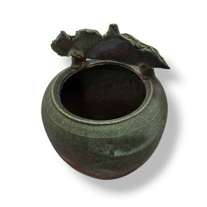 Vintage African Express Raku Vase, Green Ceramic Vase, Modern Vase, Rustic Vase