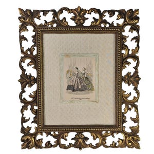 Vintage Cast Metal Victorian Bronze Gilt Picture Frame Gold Table Top Easel 14.5&quot;