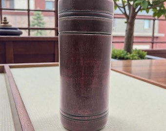 Vintage Japanese Turned Wood Tea Canister Lidded Vessel Mingei Style 10"