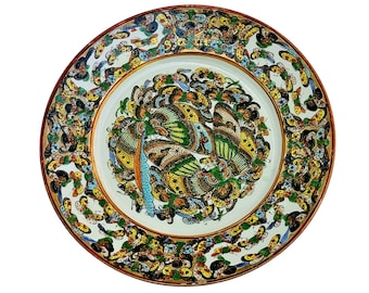 Vintage Chinese Thousand Butterflies Multicolor Plate  Early 20th Century