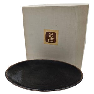Piatto in ceramica giapponese Mingei Shussai-Gama • Sottopiatto in smalto Irabo da 12&quot; • Firmato Studio Art con scatola e carta • Decorazione rustica Wabi Sabi