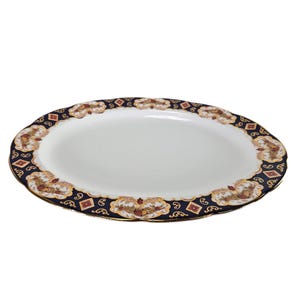 Royal Albert Heirloom Oval Platter, 16.25” Bone China, Blue & Gold, England, Vintage Serving Tray, Elegant Tableware, Collectible Fine China