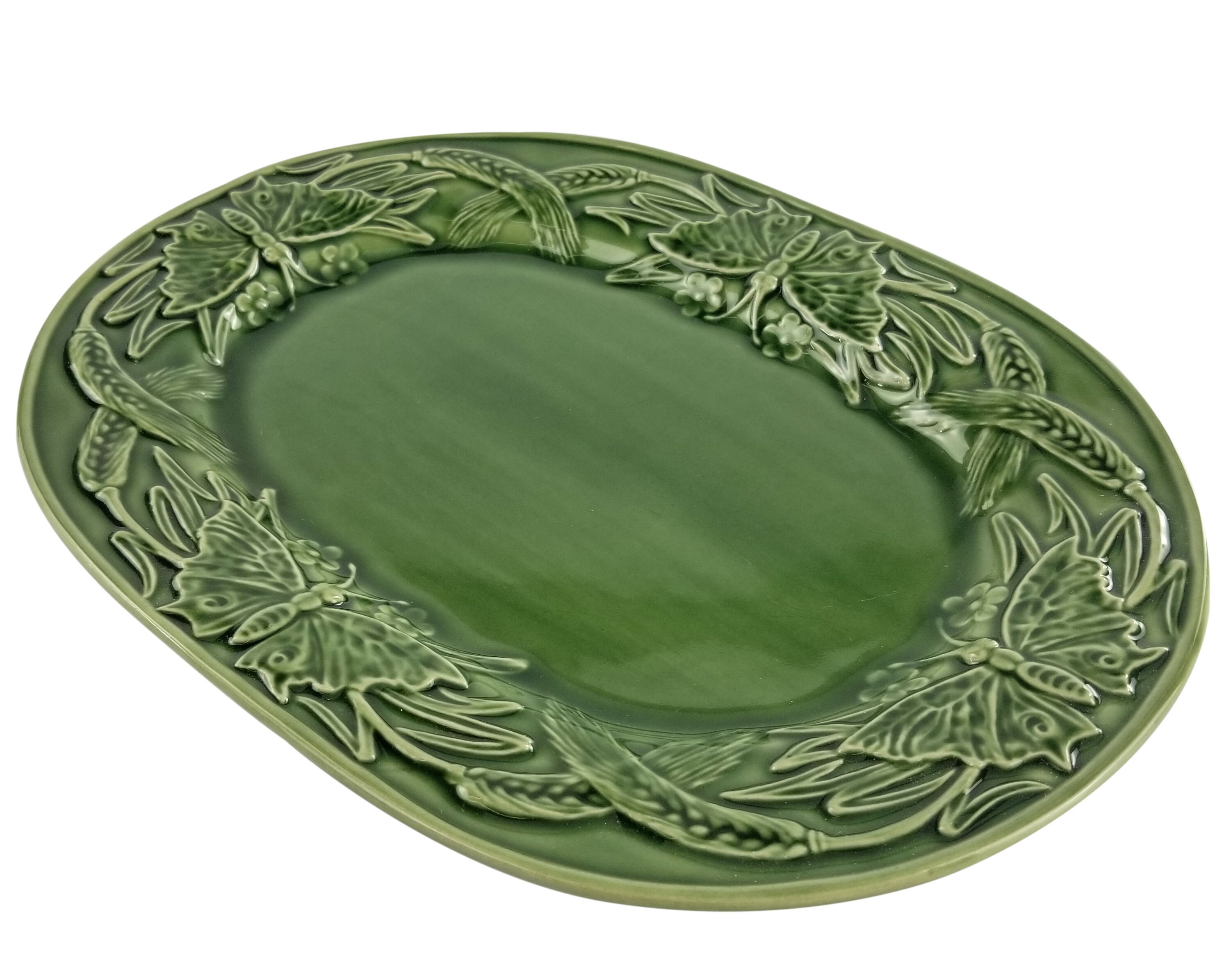 Bordallo Pinheiro Butterfly Green Serving Platter Wheat 15 X Etsy