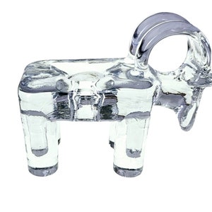 VTG Kosta Boda Scandinavian Art Glass Ram Figurine Candle Holder (Sweden) 5&quot;