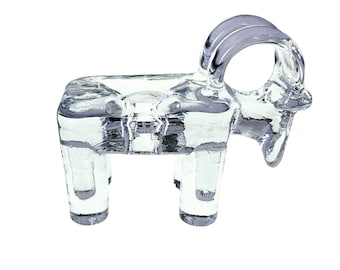 VTG Kosta Boda Scandinavian Art Glass Ram Figurine Candle Holder (Sweden) 5"
