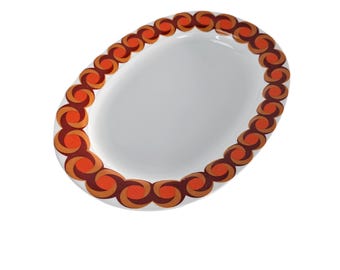 Piatto da portata moderno Rosenthal Thomas degli anni '70, in porcellana tedesca, arancione, 11 pollici