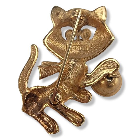 Vintage Avon Cat Kitty Brooch, Cat Pin, Cat With … - image 3