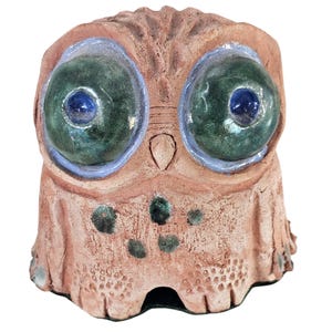 Vintage Handmade Clay Owl Figurine: Studio Art Pottery, 5&quot;