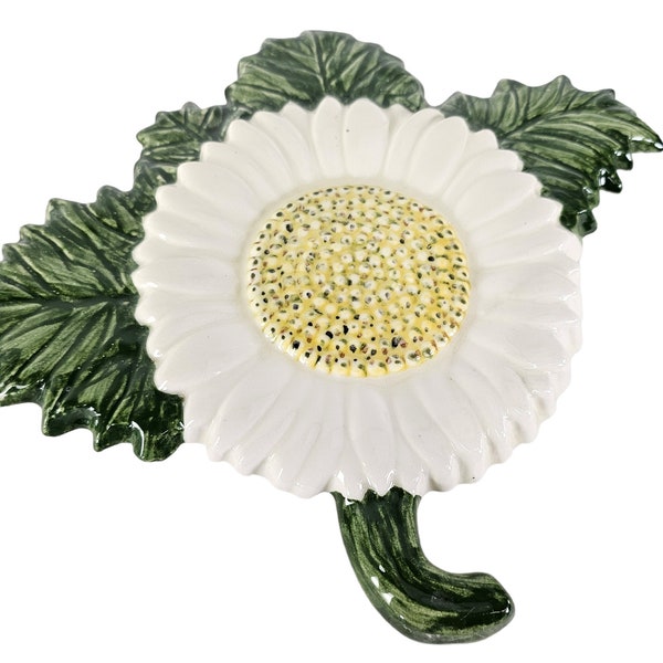 Cream Ceramic Wall Pocket with Gold Leaves